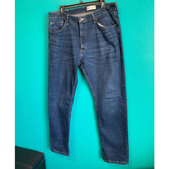 Wrangler Regular Fit Dark Straight Leg Jeans Men's 36 x 32 - Picture 5 of 9